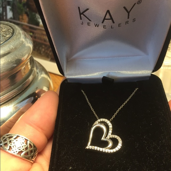 Kay diamond and sterling silver necklace 18 inches - Picture 2 of 2